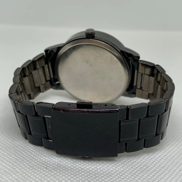 Meibo men Car Wheel dial Watch black tone 43mm round case quartz 7.5” running - Picture 4 of 7